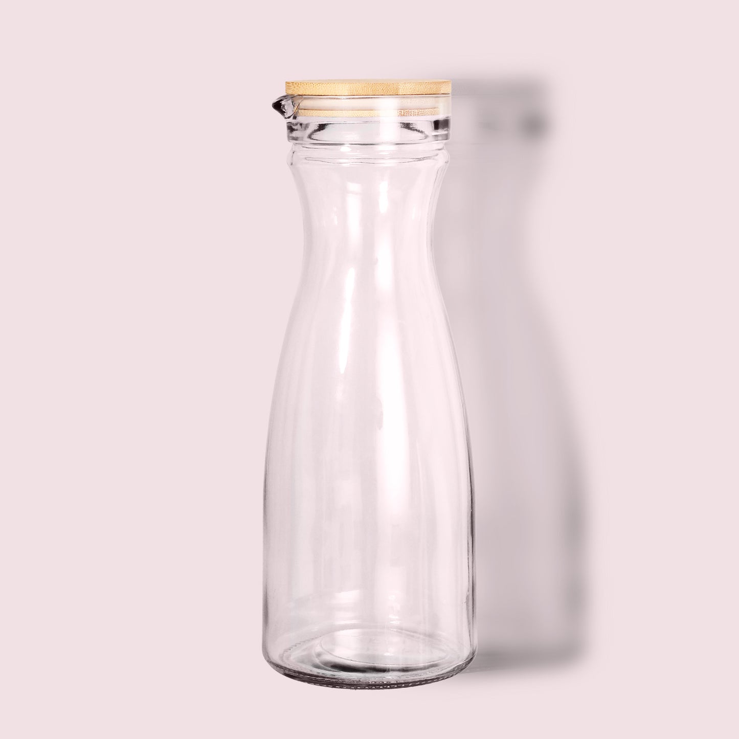 Set of 4 Glass Carafe with 4 Lids, 40 oz Beverage Pitcher Carafe Set for Mimosa Bar, 1 Liter Water Carafe, Juice Carafe for Brunch, Cold Water, Milk, Iced Tea, Lemonade - 4 Wooden Chalkboard Tags