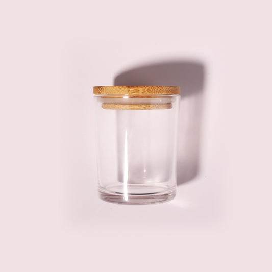 20 Pack 7 oz Clear Glass Candle Jars with Bamboo Lids – Candle Making Kit Includes Wick Holders, Wicks, Labels, and Glue Dots – Reusable and Versatile
