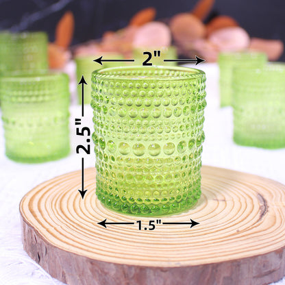12 pcs Green Glass Votive Candle Holders – Tealight Candle Holders for Weddings, Centerpieces, Home Decor, and Holiday Events
