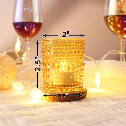12 pcs Amber Glass Votive Candle Holders – Tealight Candle Holders for Weddings, Table Centerpieces, Home and Holiday Decor