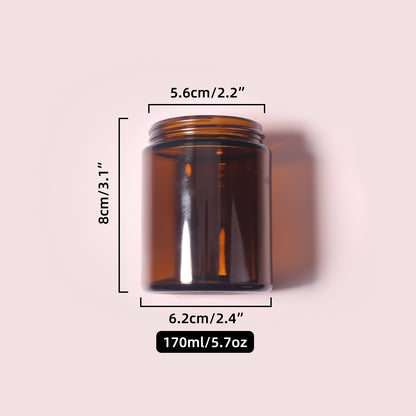 70 Bottles per Box - Glass Cosmetic Jars Wholesale - 170 ml/5.7 oz, Empty Refillable Cosmetic Storage Jars (Includes Lid)