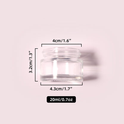 70 Bottles per Box - Glass Cosmetic Jars Wholesale - 20 ml/0.7 oz, Empty Refillable Cosmetic Storage Jars (Includes Lid)