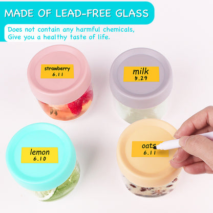6-Pack 8 oz Glass Baby Food Containers with Lids, Shatterproof Jars for Breast Milk, Small Storage Jars, Microwave, Freezer & Fridge Safe