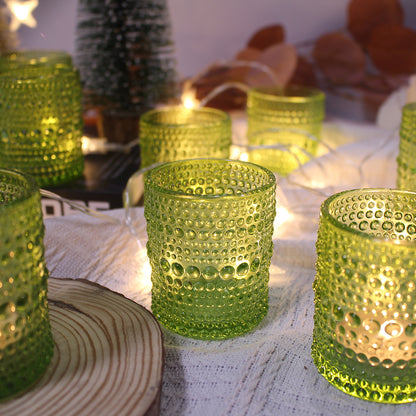 12 pcs Green Glass Votive Candle Holders – Tealight Candle Holders for Weddings, Centerpieces, Home Decor, and Holiday Events