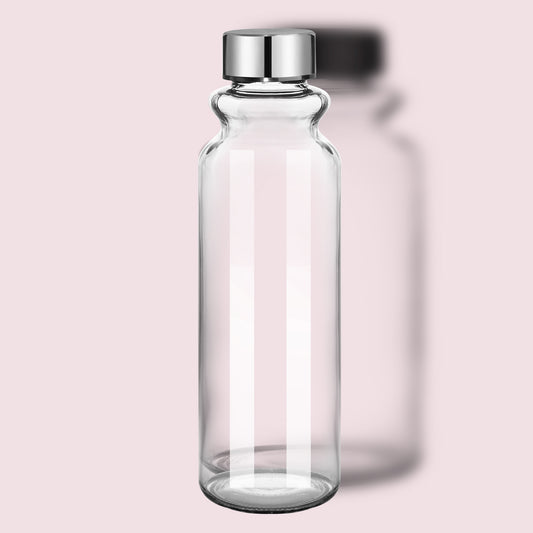 18oz Glass Water Bottles - 2 Pack with Lids, Wide Mouth Reusable Containers for Juice and Smoothies