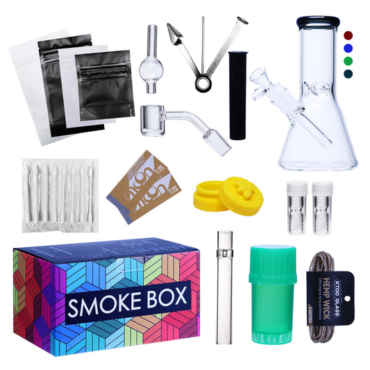 Complete Water Pipe Kit with Colorful Glass Water Pipe - Smoke Box Set