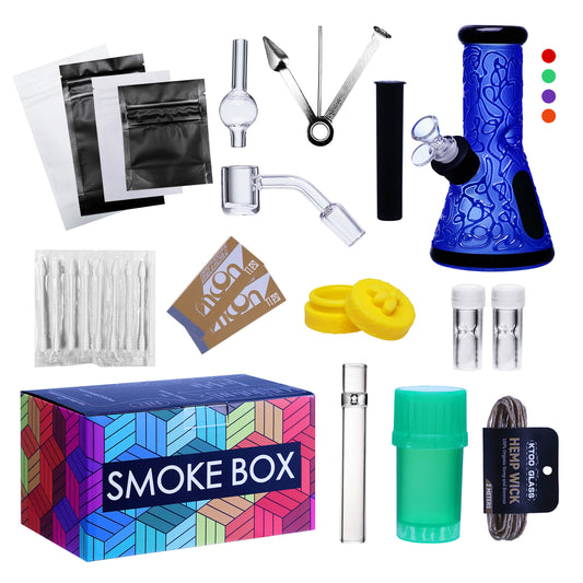 Complete Water Pipe Kit with Colorful Glass Water Pipe - Smoke Box Set