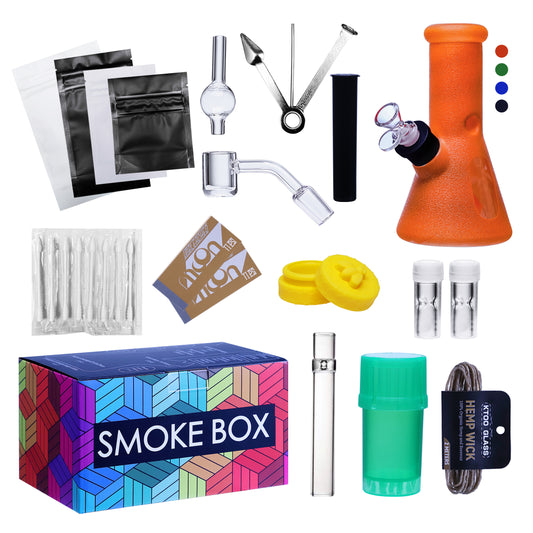 Complete Water Pipe Kit with Colorful Glass Water Pipe - Smoke Box Set