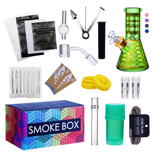 Complete Water Pipe Kit with Colorful Glass Water Pipe - Smoke Box Set